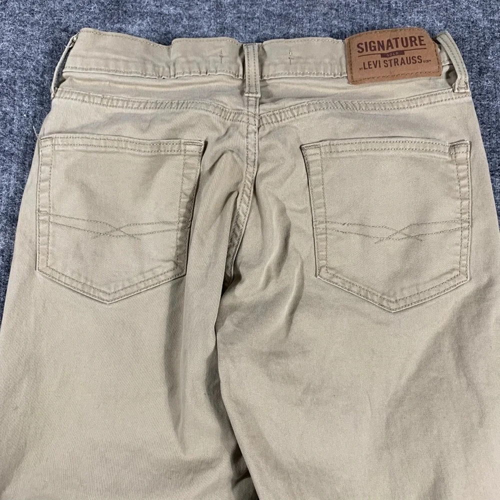 Levis‎ Pants Mens 30x30 Beige Denim Flat Front Straight Stretch Gold Signature